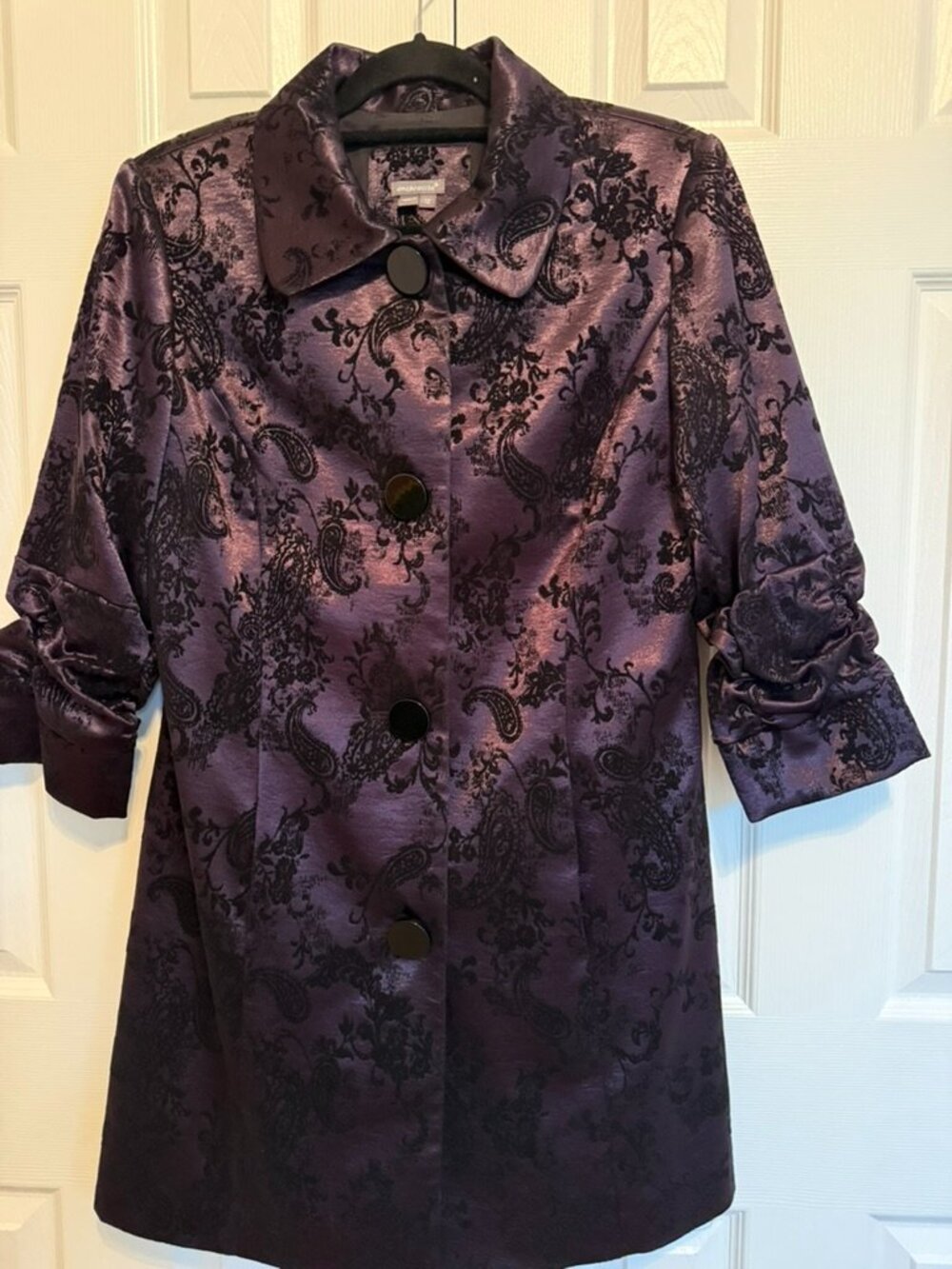 Purple and Black Paisley Jacquard Jacket by Anthracite By Muse